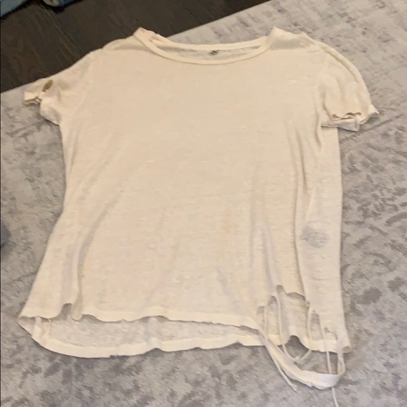 Iro linen tee cream white color distressed. - Picture 1 of 5